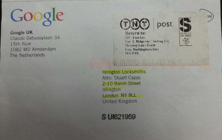 2004 Google Postcard Islington Locksmiths